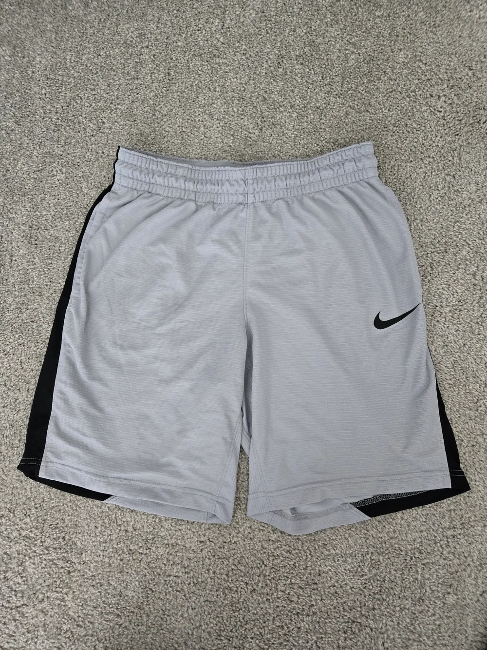 Nike Light Gray Athletic Shorts with Black Side Panels